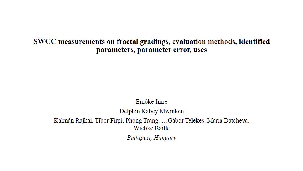 SWCC measurements on fractal gradings, evaluation methods, identified parameters, parameter error.